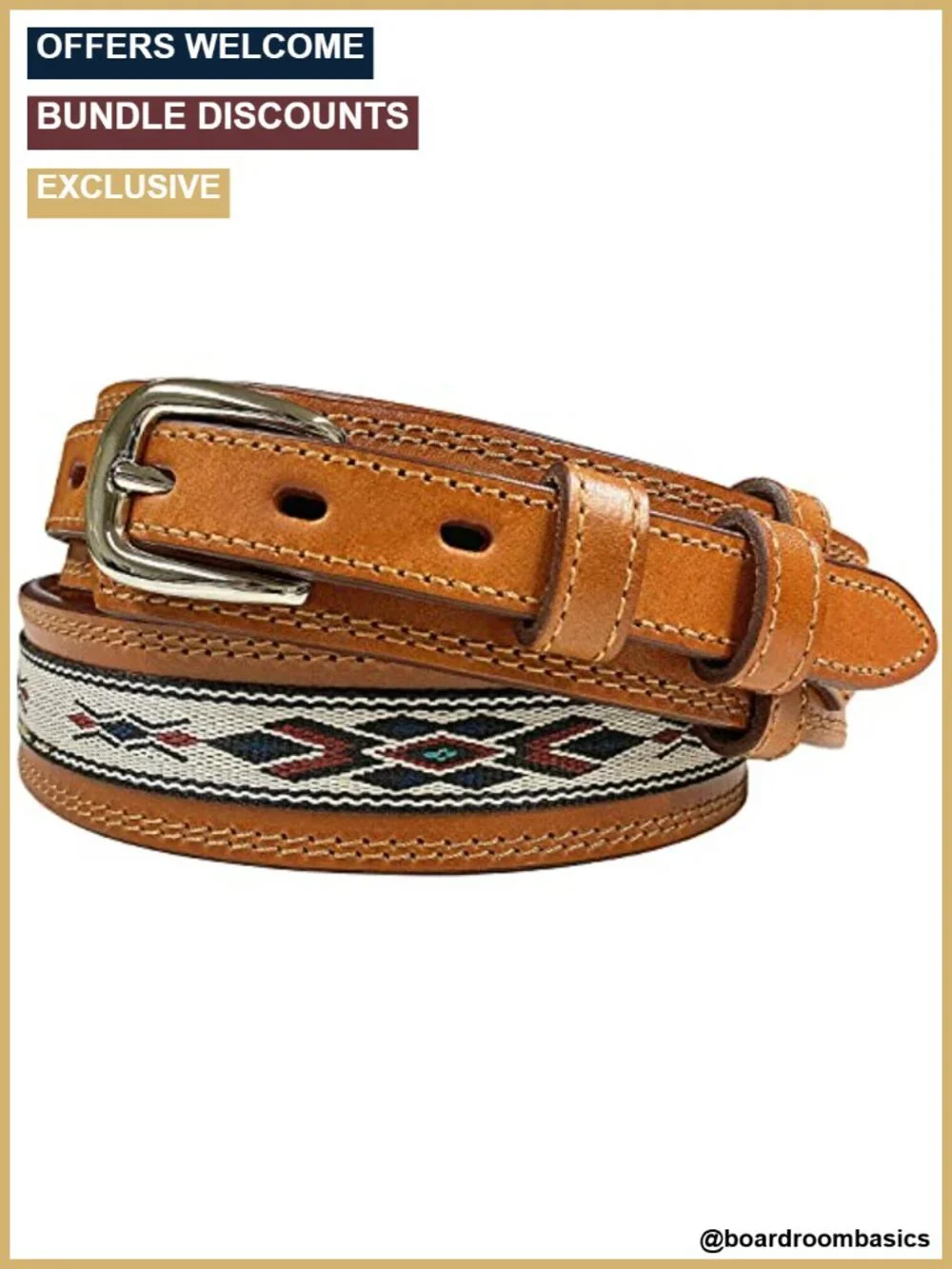 Genuine Full Grain Leather Western Ranger Belt with Tooled Floral Basketweave